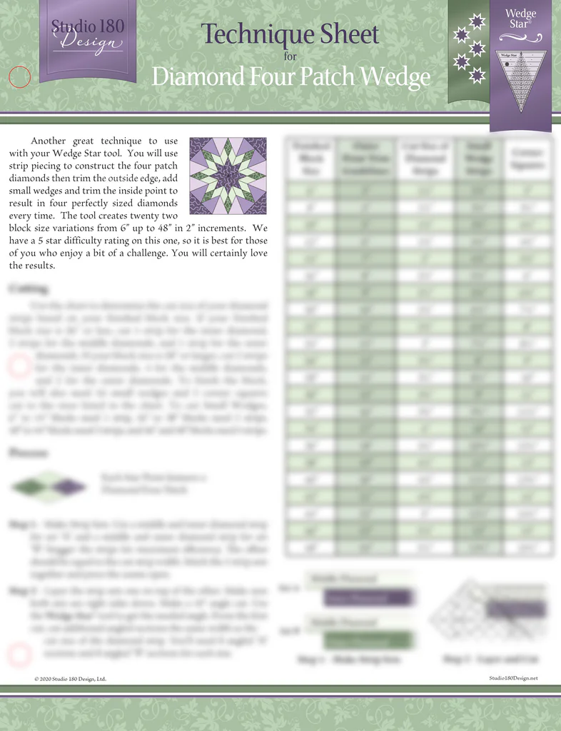 Diamond Four Patch Wedge Technique Sheet