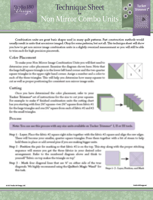 Non Mirror Combo Units Technique Sheet