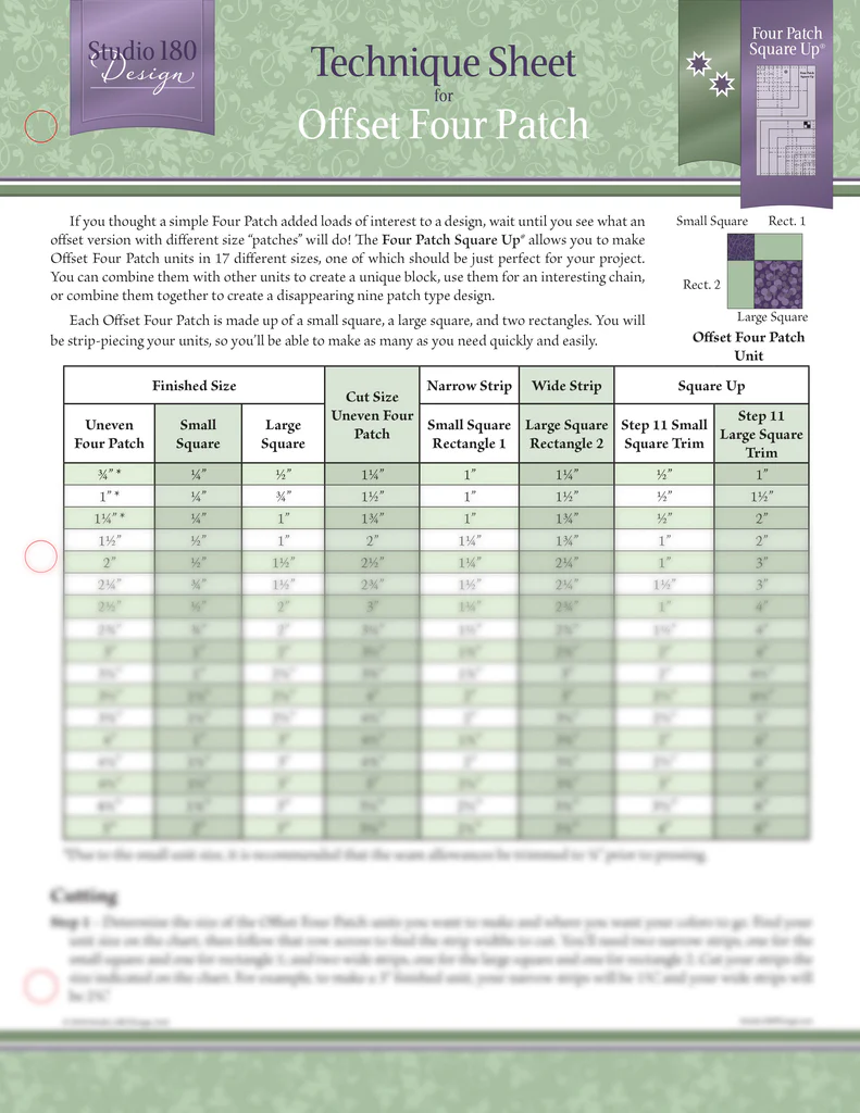 Offset Four Patch Technique Sheet