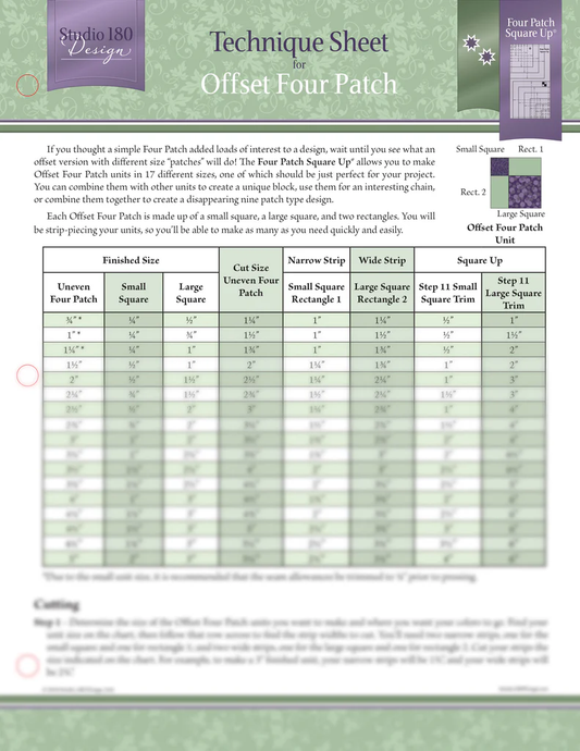 Offset Four Patch Technique Sheet